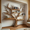 Rustic Sculptural Tree Bookshelf, Freestanding Wood Branch Display Bookcase for Living Room Statement Decor