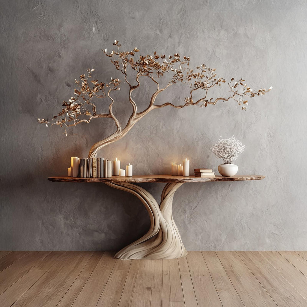 Midcentury Organic Console Table Entryway