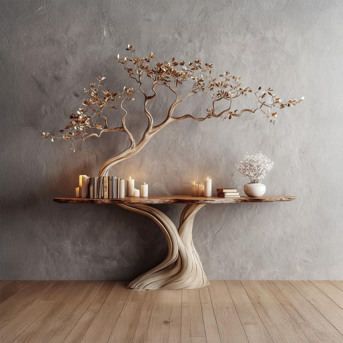 Midcentury Organic Console Table Entryway