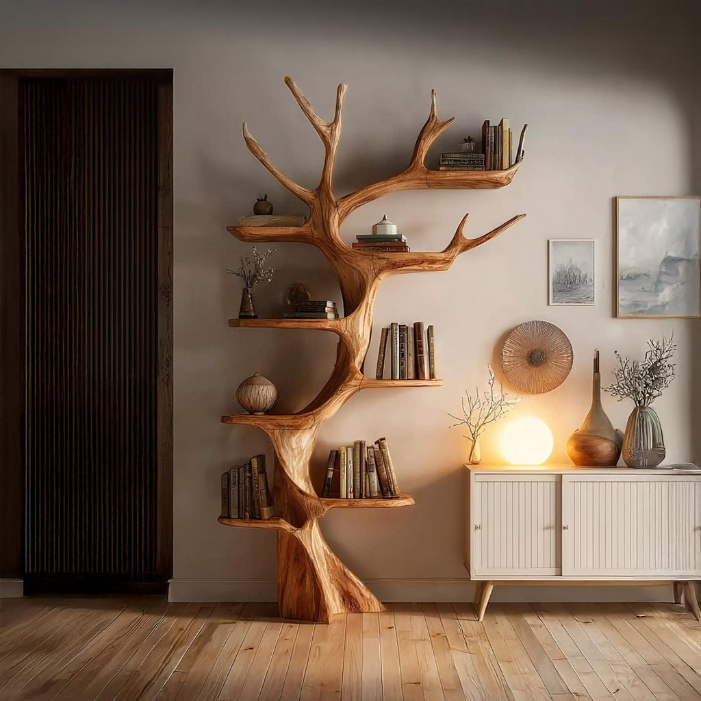 Rustic Tree Bookshelf Living Room