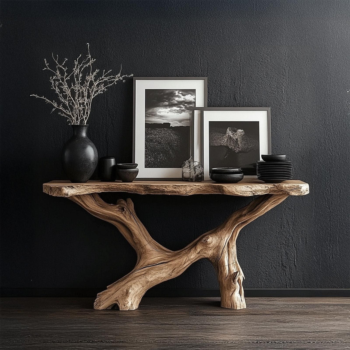 Live Edge Console Table Natural Wood Rustic Handmade Gift
