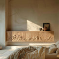 Rustic Mountain Carved Sideboard Console For Living Room