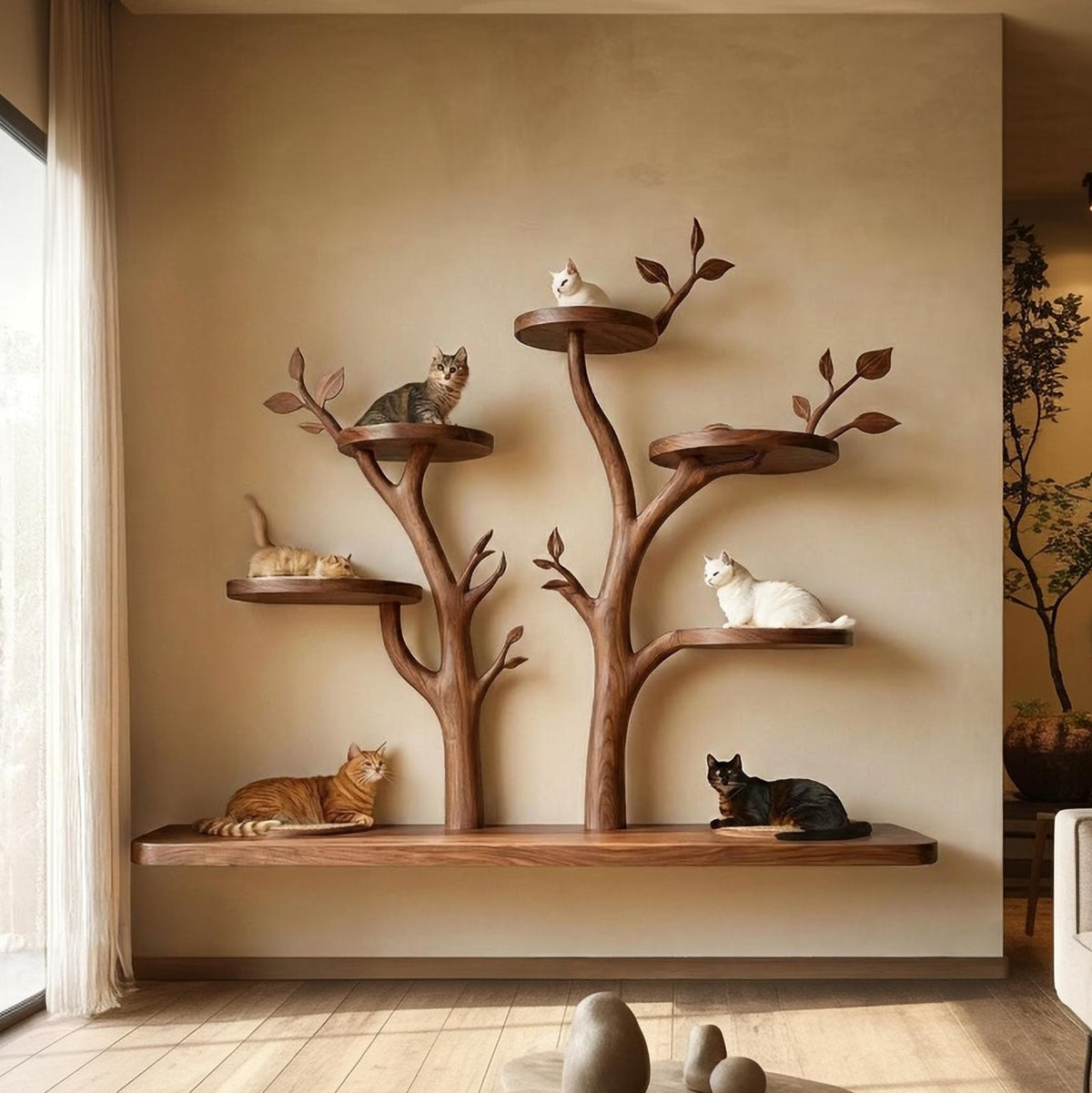 Rustic Cat Wall Display Living Room Or Contemporary Home