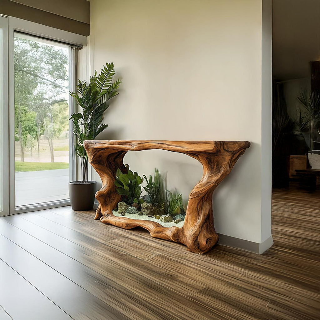 Rustic Modern Solid Wood Console Table, Entryway Accent Table for Living Room & Hallway, Model