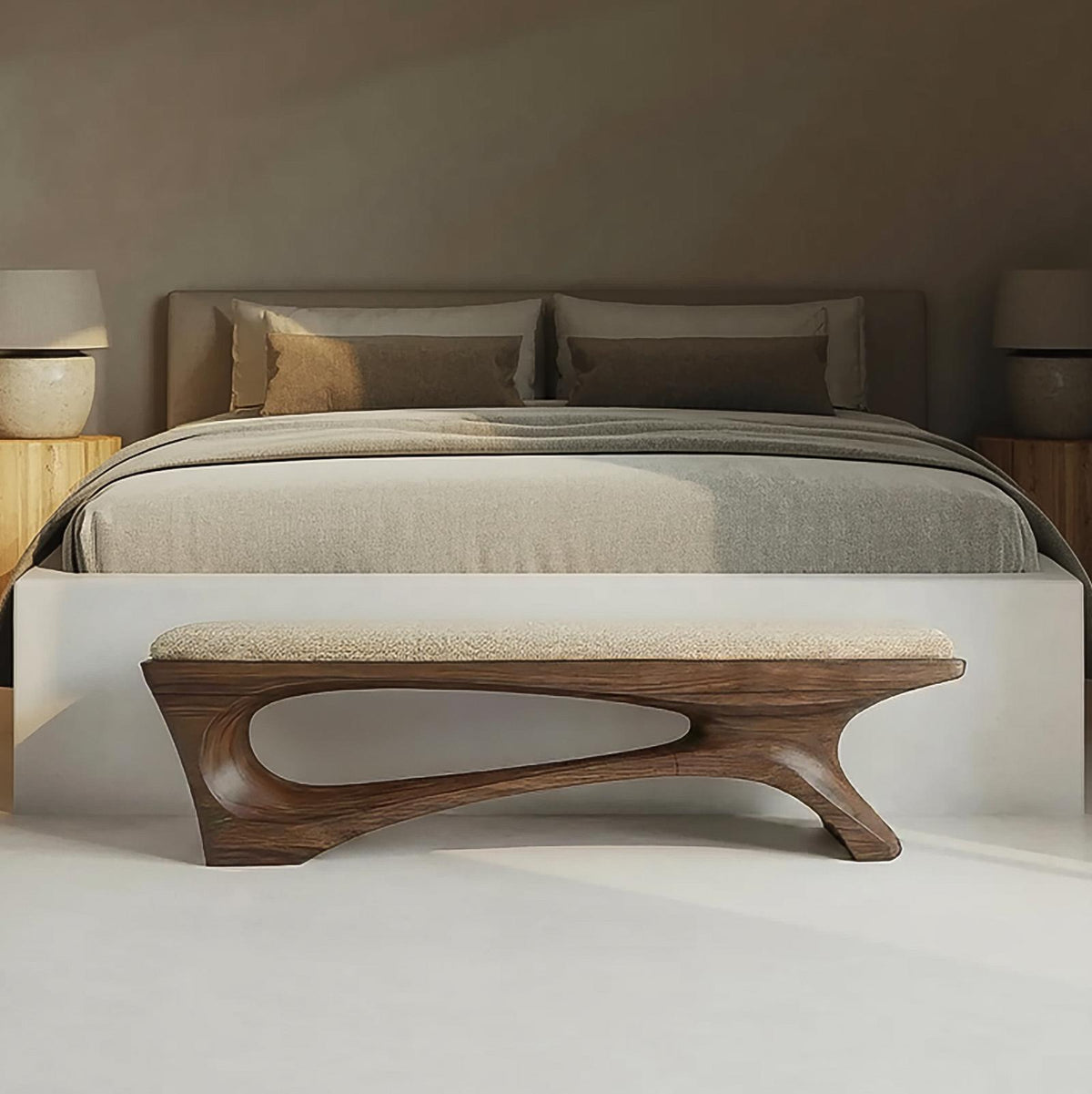 Spry Interior Rustic Contemporary Void Bench, Unique Handcrafted Wood Entryway & Living Room Bench Seat, SINLSARS079