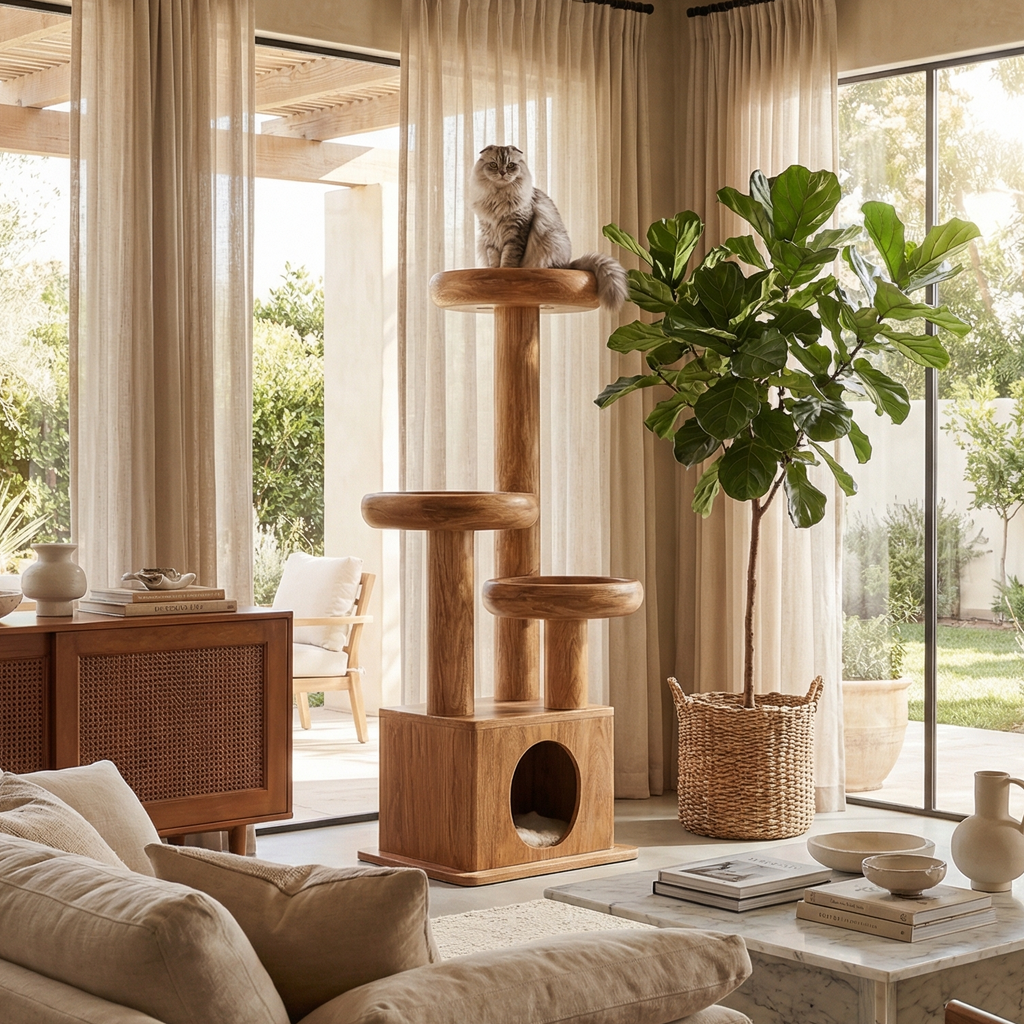 Modern Decorative Cat Tower For Living Room And Pet Lounge