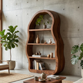 Modern Sculptural Bookshelf, Solid Wood Geometric Bookcase & Display Rack for Office, Living Room Reading Corner