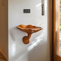 Organic Modern Floating Accent Mushroom Shelf, Wall Mounted Wood Display for Bedroom & Entryway