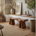 Mid-Century Organic Solid Wood Bench for Entryway, Foyer & Living Room, Handcrafted Modern Indoor Seating