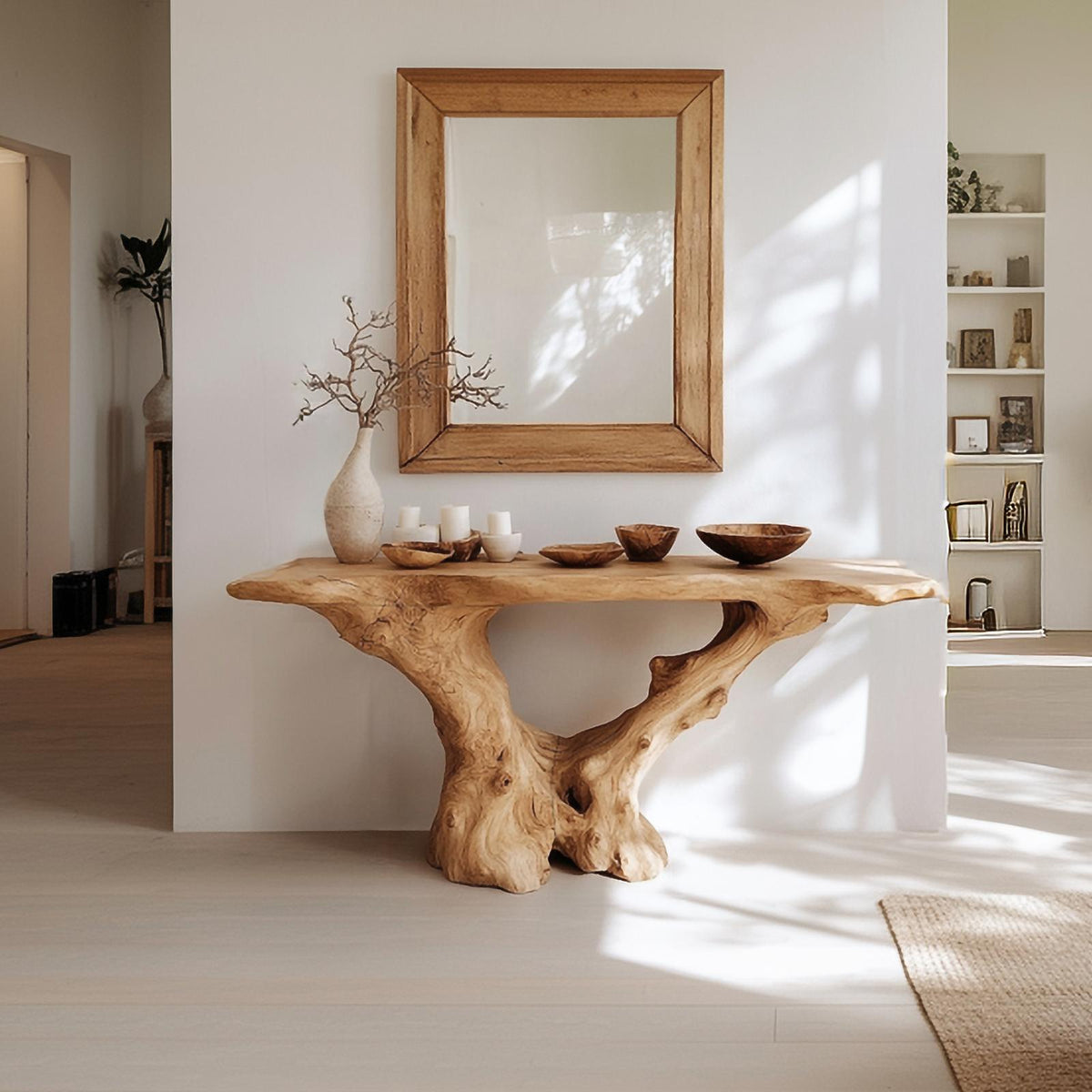 Rustic Wood Console Table, Handcrafted Solid Wood Entryway Sofa Table, Modern Farmhouse Hallway Accent Credenza