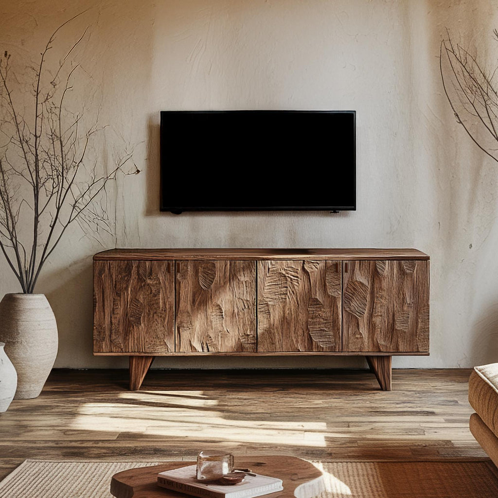 Spry Interior Rustic Wood Sideboard Storage Cabinet, Handcrafted Credenza TV Console Entertainment Buffet for Living Room Decor, SINLSASC434