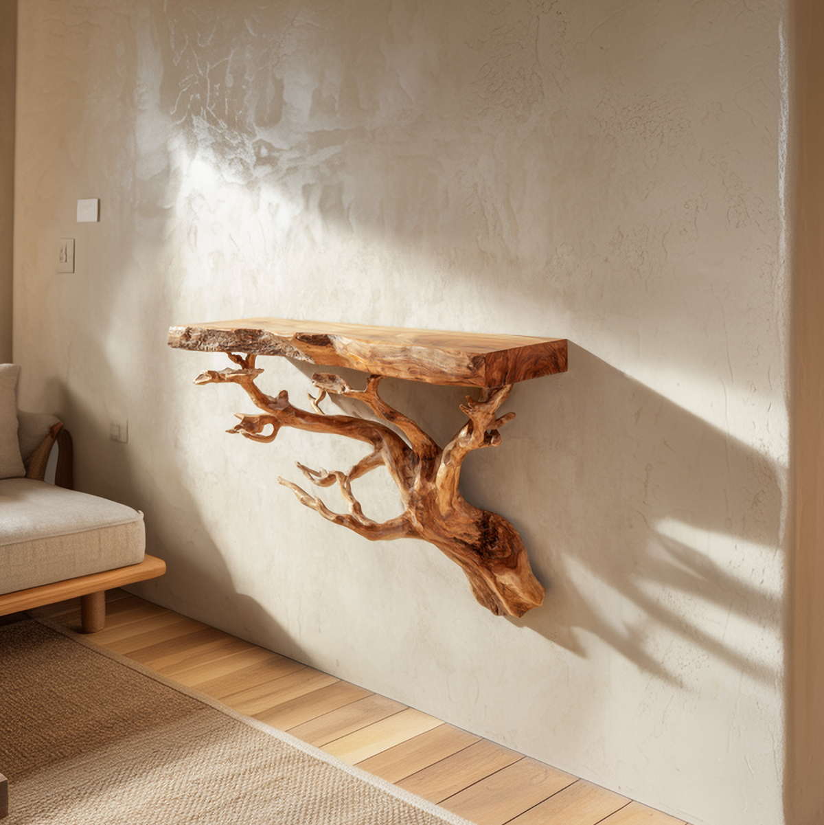 Organic Decorative Tree Wall Shelf For Bedroom And Living Room