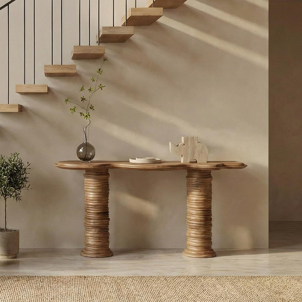 Rustic Console Table, Solid Wood Narrow Sofa Table for Entryway, Living Room & Hallway