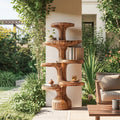 Sculptural Tiered Wood Tree Shelf, Handcrafted Floating Branch Wall Mounted Bookcase for Living Room Art