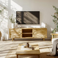 Scandinavian Natural Oak Wood TV Stand, Minimalist Mid Century Media Entertainment Console Cabinet, Model