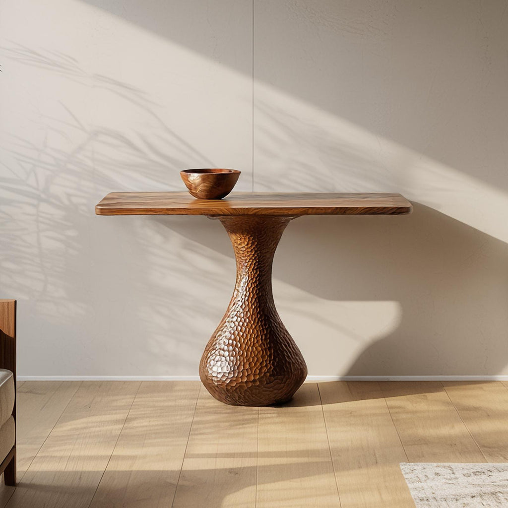 Rustic Organic Wood Console Table, Live Edge Solid Natural Wood Foyer Entryway Table, Behind Sofa Hallway Credenza