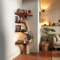 Rustic Handcrafted Wood Tree Shelf Unit, Floating Branch Wall Mounted Display Bookcase for Living Room Art Accent