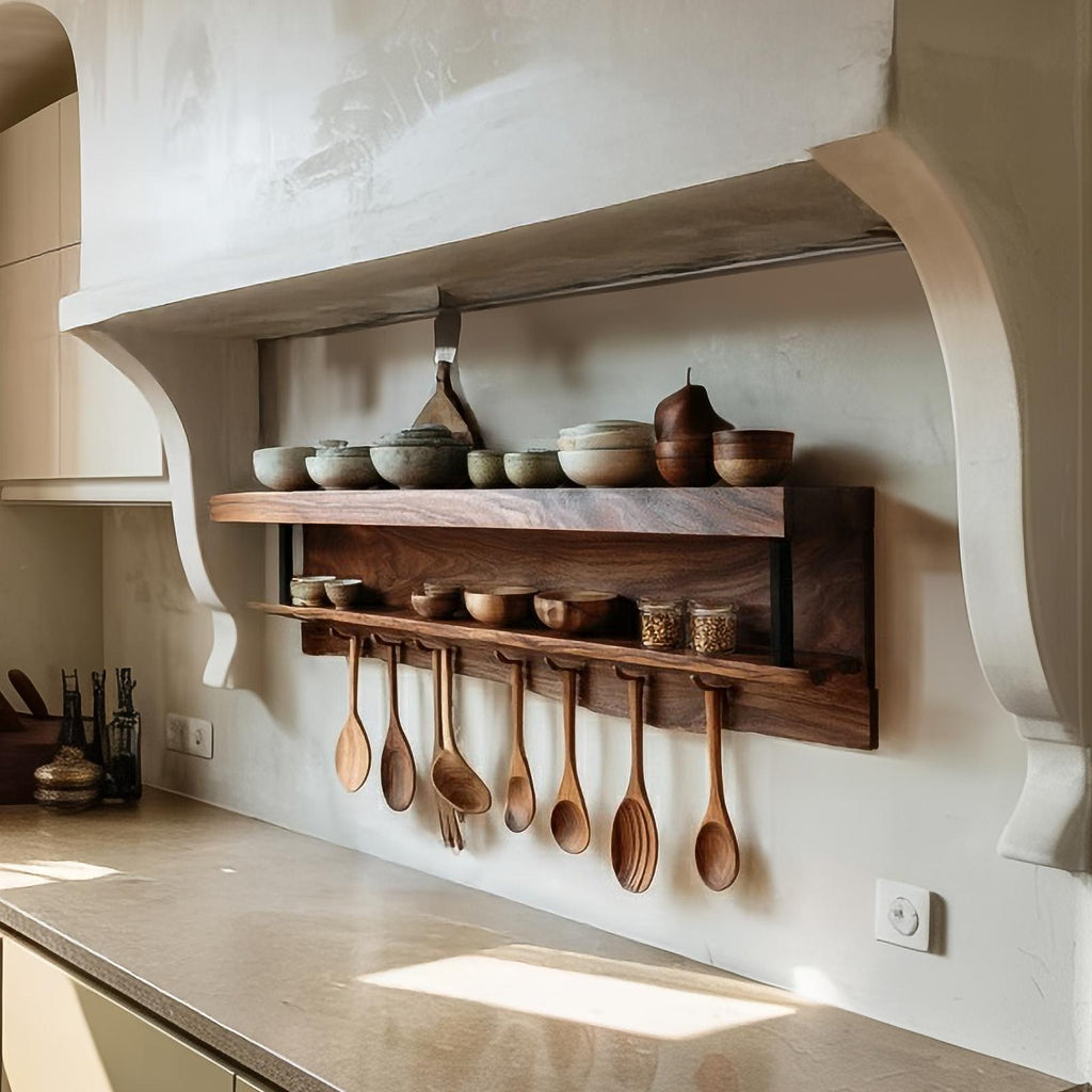 Rustic Hanging Wall Shelf For Kitchen Or Dining Room