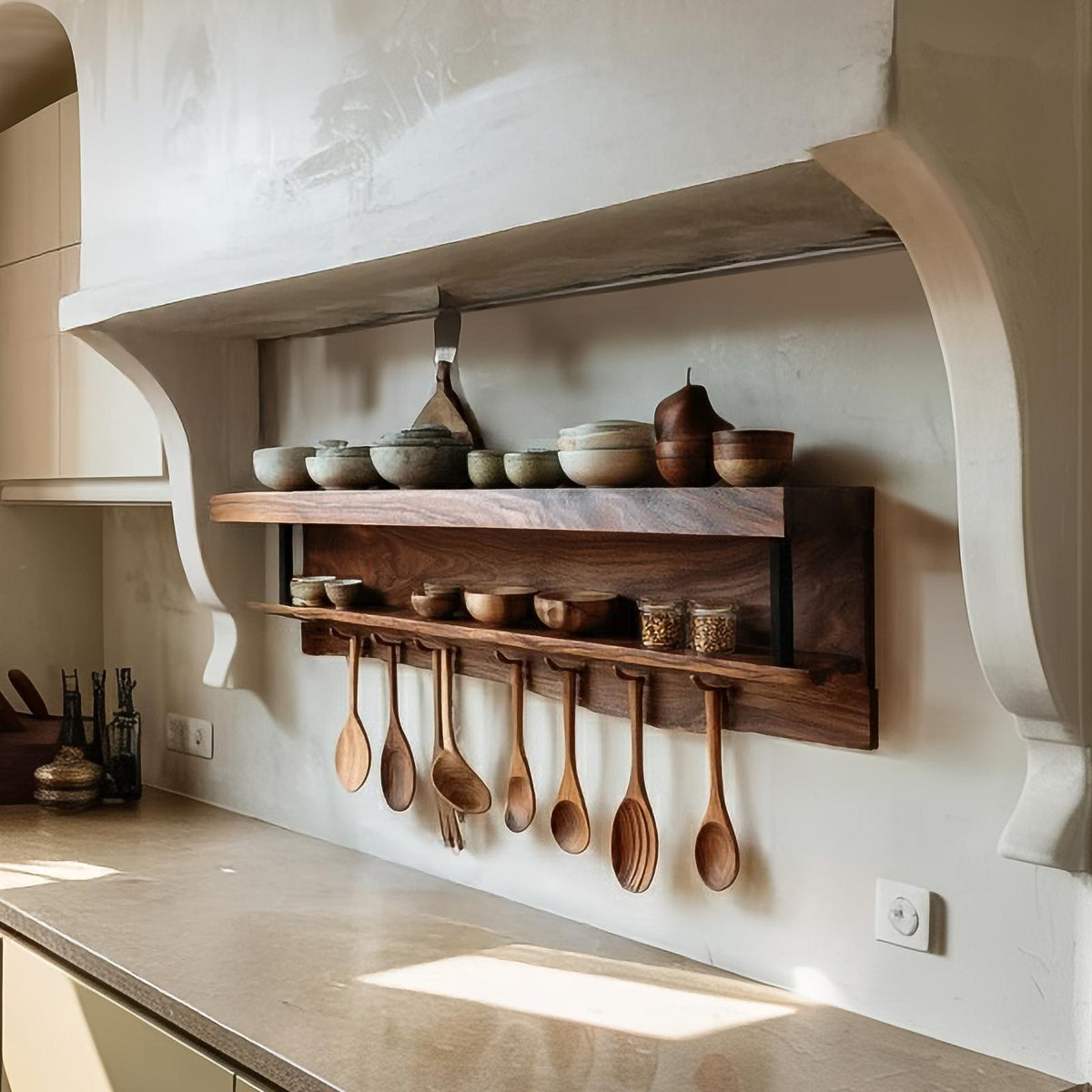Rustic Hanging Wall Shelf For Kitchen Or Dining Room