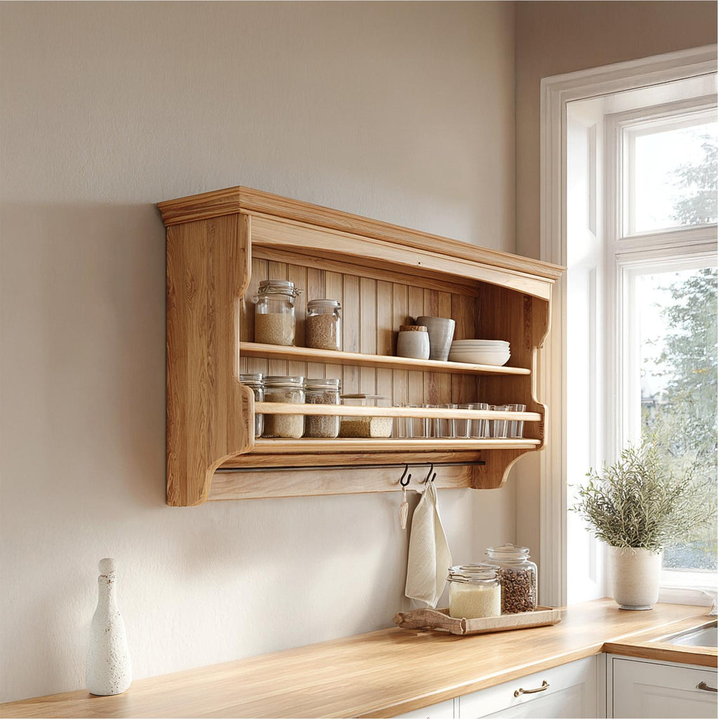 Rustic Sculptural Storage Shelf For Kitchen And Dining Area