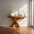 Mid Century Organic Wood Console Table, Hallway & Entryway Accent Sofa Table, Model