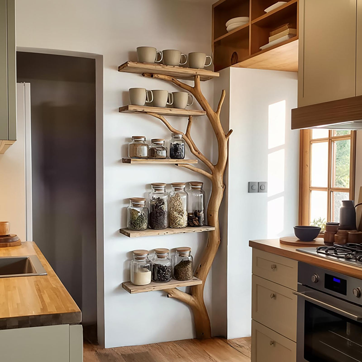 Sculptural Branch Kitchen Storage Shelf Kitchen Interior Pantry Display