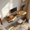 Handcrafted Live Edge Wall Desk Solid Wood Study Room Interior Artistic Design