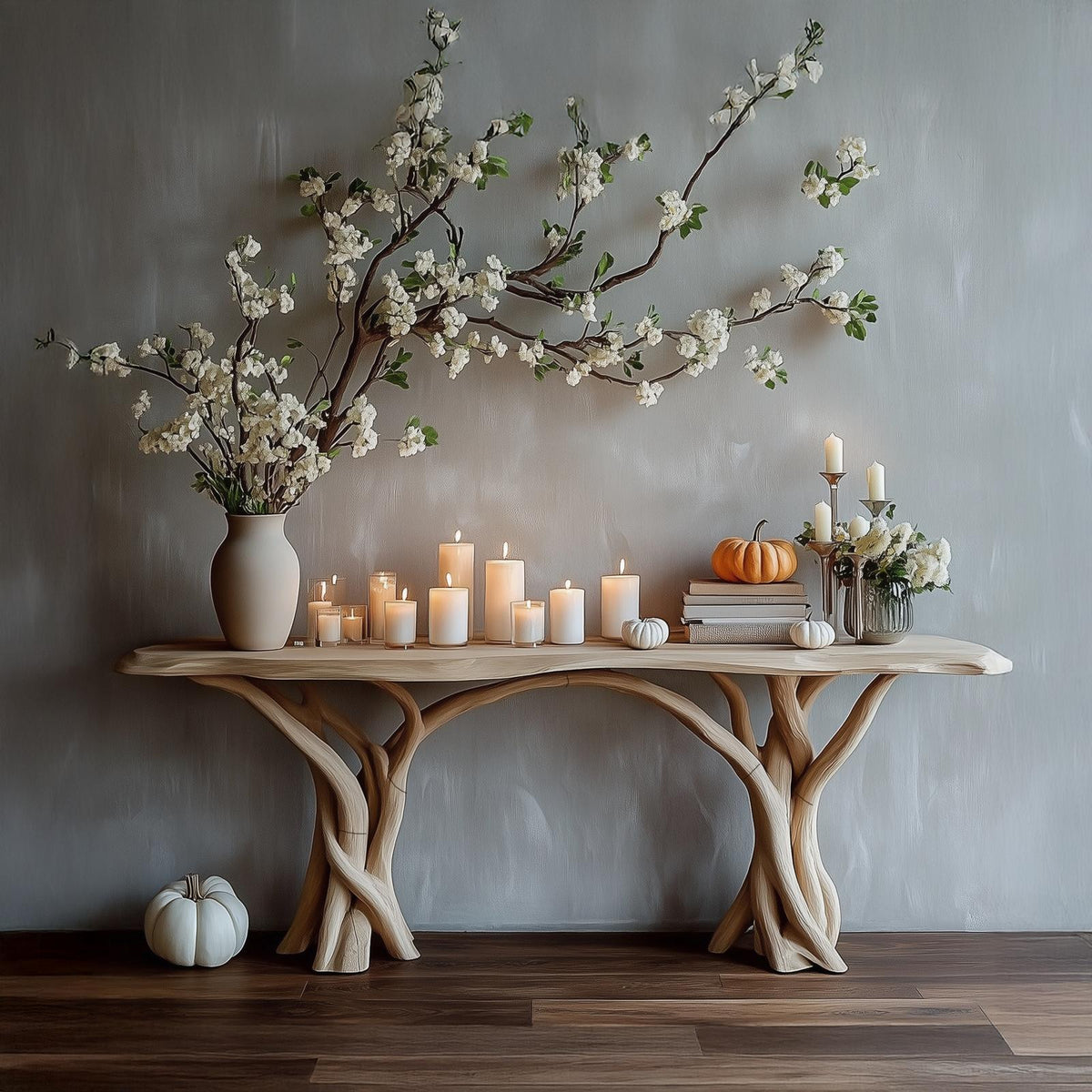 Driftwood Console Table Live Edge Rustic Wood Art Gift