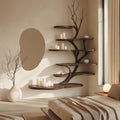Organic Modern Artistic Wood Wall Display Shelf, Handcrafted Floating Bookcase for Bedroom Reading Room Decor