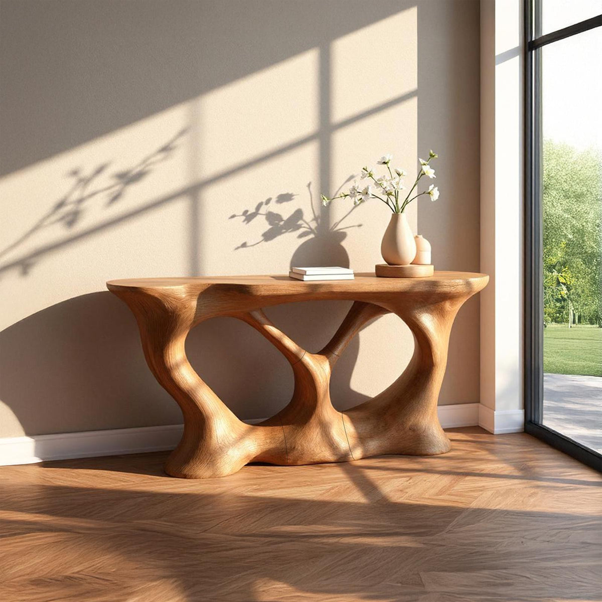 Rustic Branch Wood Console Table, Hallway & Living Room Accent Table, Handcrafted Solid Wood Sofa Table, Model