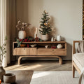Rustic Wood Sideboard Storage Cabinet, Handcrafted Media Console Table for Living Room & Family Space