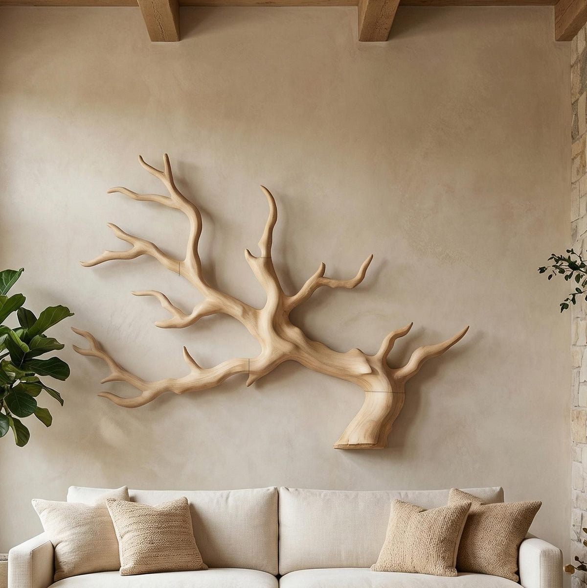 Rustic Branch Wall Decor With Natural Tree Form For Living Room
