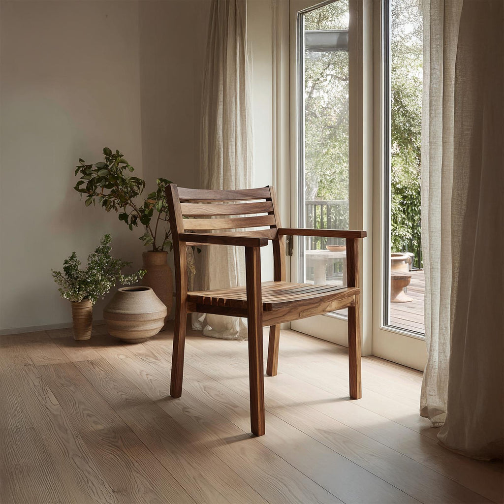 Spry Interior Scandinavian Minimalist Wooden Dining Chair, Solid Wood Accent Side Chair for Kitchen Dining Room, Model SINLSAWC038