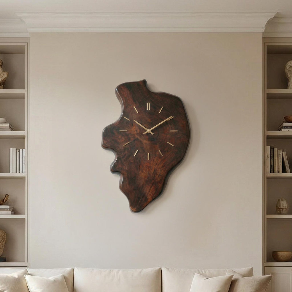 Handcrafted Live Edge Wood Wall Clock Living Room Wall
