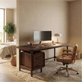 Mid Century Work Desk, Solid Wood Computer PC Writing Desk for Home Office & Study