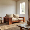 Rustic Solid Wood Sofa Living Room Minimalist Wooden Couch Interior Decor