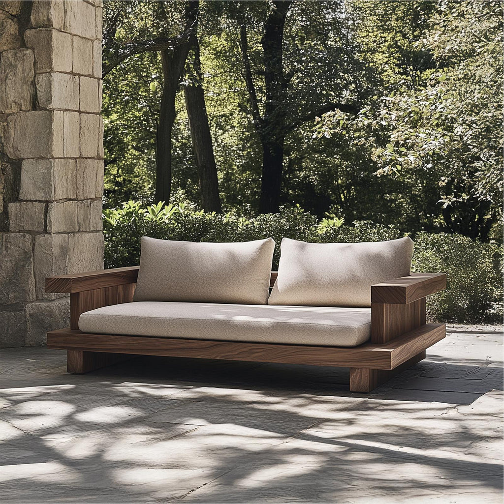 Minimal Platform Sofa Frame, Solid Wood Clean Low Arm Daybed/Couch Base for Living Room, Lounge Furniture