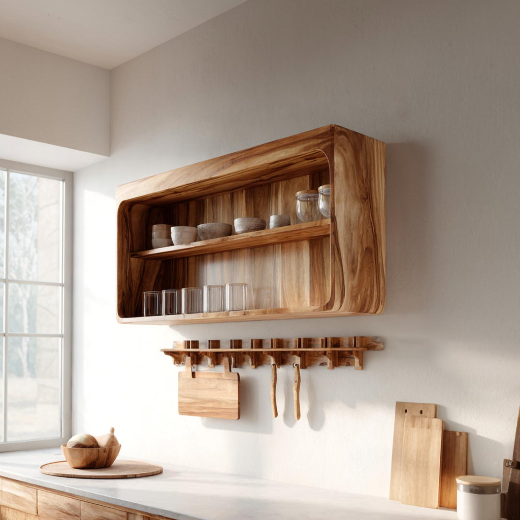 Rustic Wall Display Cabinet For Kitchen Or Dining Area