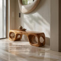 Rustic Organic Shape Wood Bench, Live Edge Bedroom & Living Room Seating Bench