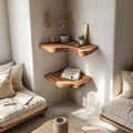 Rustic Live Edge Corner Floating Shelves Solid Wood Living Room Interior Display