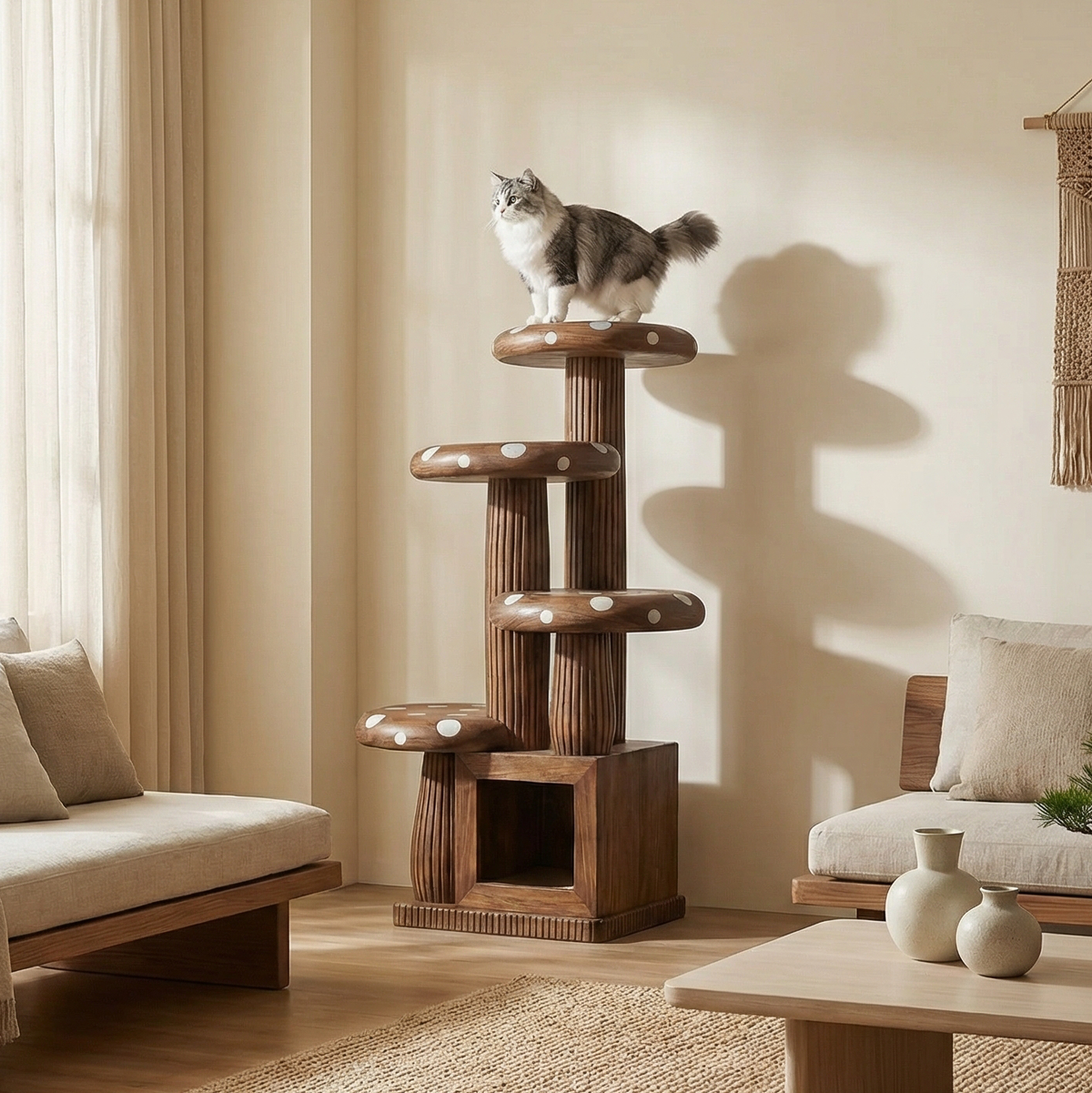 Modern Artistic Musrhroom Cat Tree For Living Room And Pet Corner