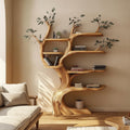 Handcrafted Tree Storage Shelf, Solid Wood Branch Display Bookcase, Statement Living Room Wall Interior Decor