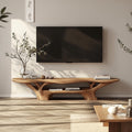 Rustic Solid Wood TV Stand, Reclaimed Barnwood Style Media Console Cabinet for Living Room & Study, Model