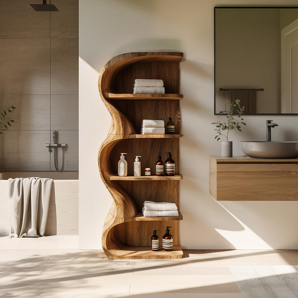 Rustic Organic Bathroom Shelf Bathroom Interior Storage Display
