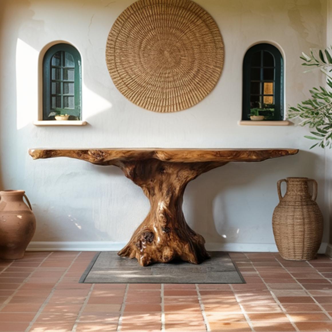 Rustic Solid Wood Console Table, Organic Live Edge Wood Slab, Unique Accent Table for Entryway & Studio