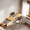 Rustic Sculptural Wall Mounted Console Desk Solid Wood Home Office Interior Modern Workspace