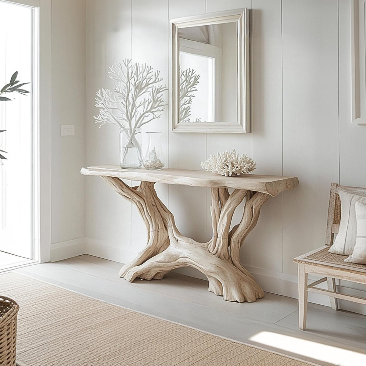 Coastal Rustic Organic Console Table Living Room And Entryway SINLSACS423