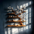 Rustic Tree Branch Bookshelf, Wall Mounted Solid Wood Book Display & Modern Wall Organizer for Bedroom