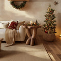 Rustic Sculptural End Table, Handcrafted Solid Wood Side Table, Living Room & Bedroom Holiday Decor Accent