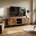Mid Century Organic Modern TV Stand, Solid Wood Living Room Media Console & Office Storage Cabinet, Model